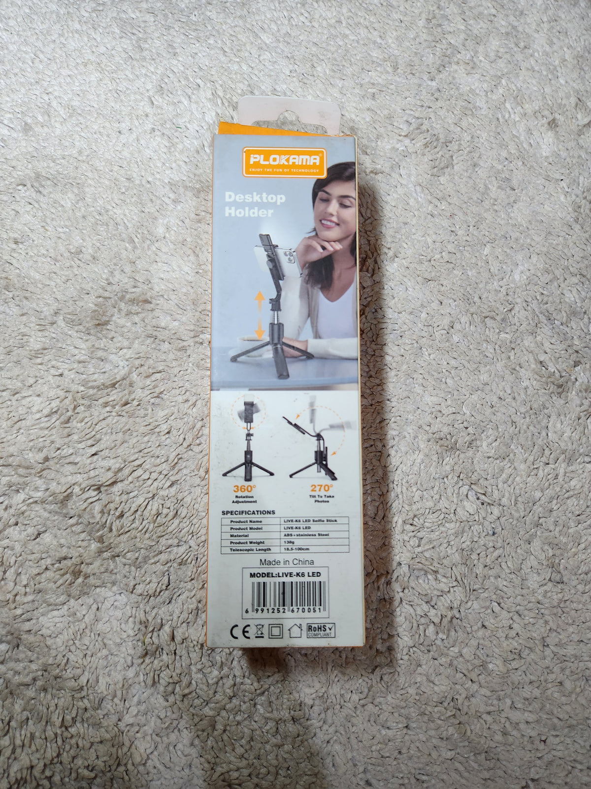 Perche Selfie LED Plokama — Filme comme un pro, partout