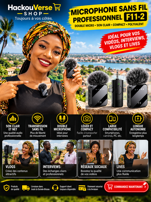 Microfone Sem Fios Profissional F11-2 — Microfone Duplo para Criadores