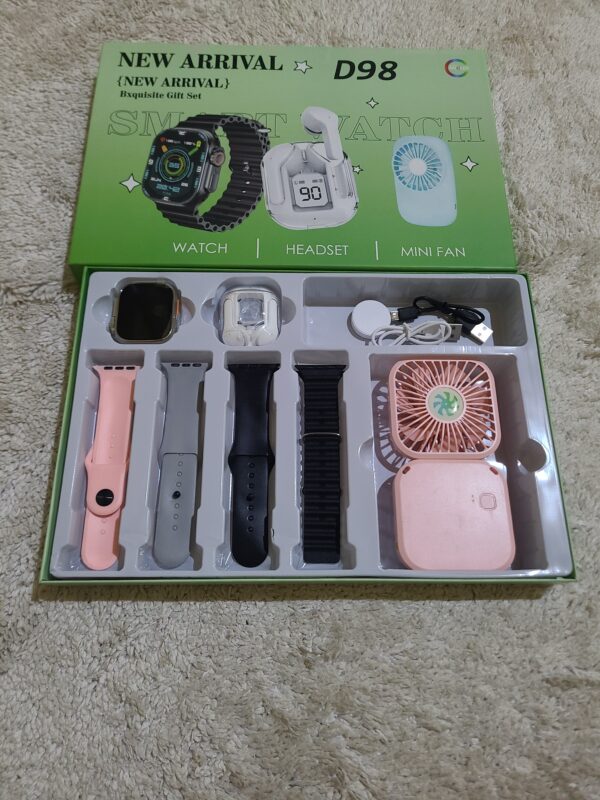 Smart watch D98 - NEW ARRIVAL - com 4 pulseiras + Ventuinha 🤩